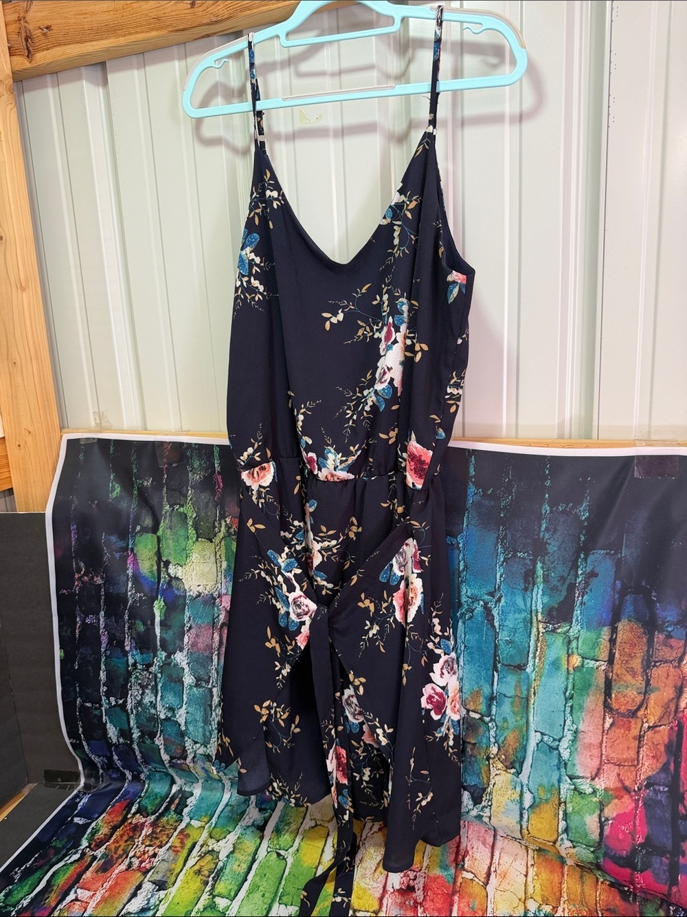 Grace Karin Navy Floral Tie-Waist Sundress